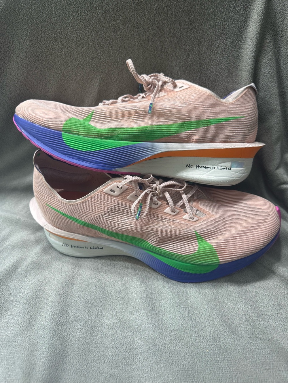 Nike Vaporfly 4 Running Shoes with Green Swoosh and Multicolor Sole